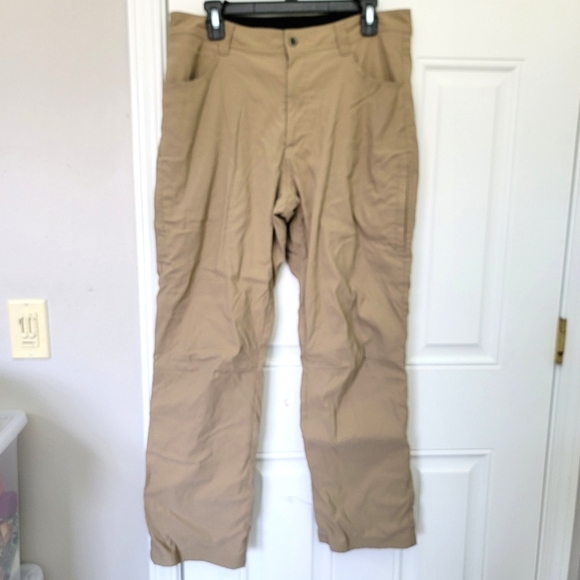 Eddie Bauer Fleece Lined Pants Tan Pockets Outdoors Straight Leg Mens 34 X 30 - Picture 1 of 15